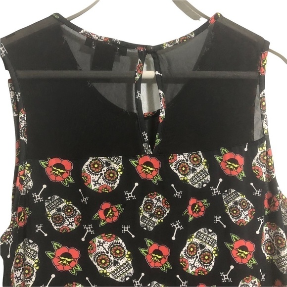 HOT TOPIC candy skull, crosses, and roses dress large - Picture 5 of 11